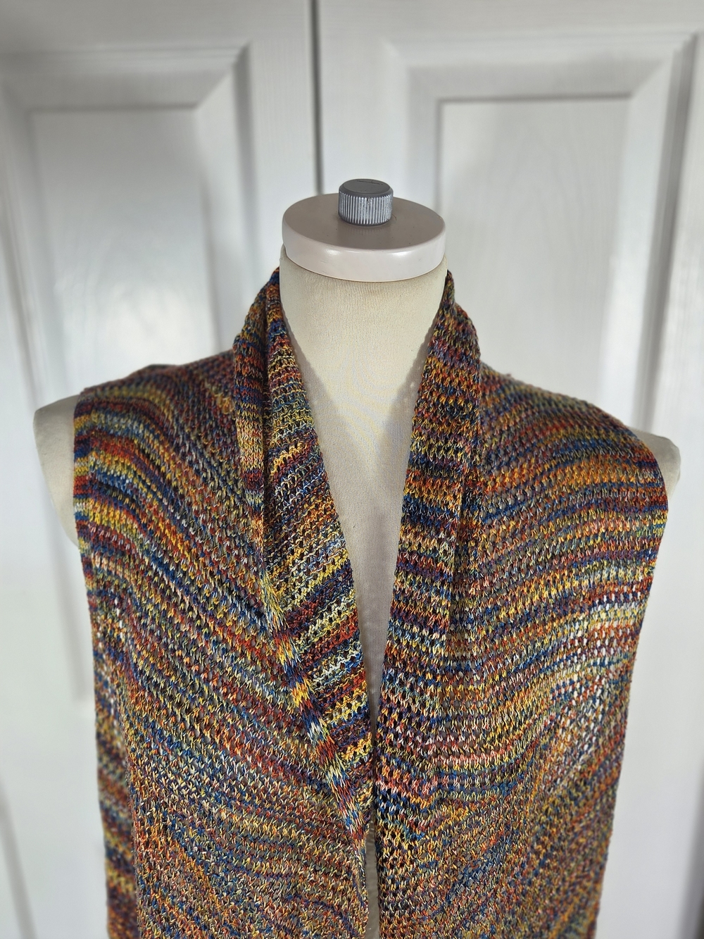 New Directions Multicolor Open Front Knit Sweater Vest XL